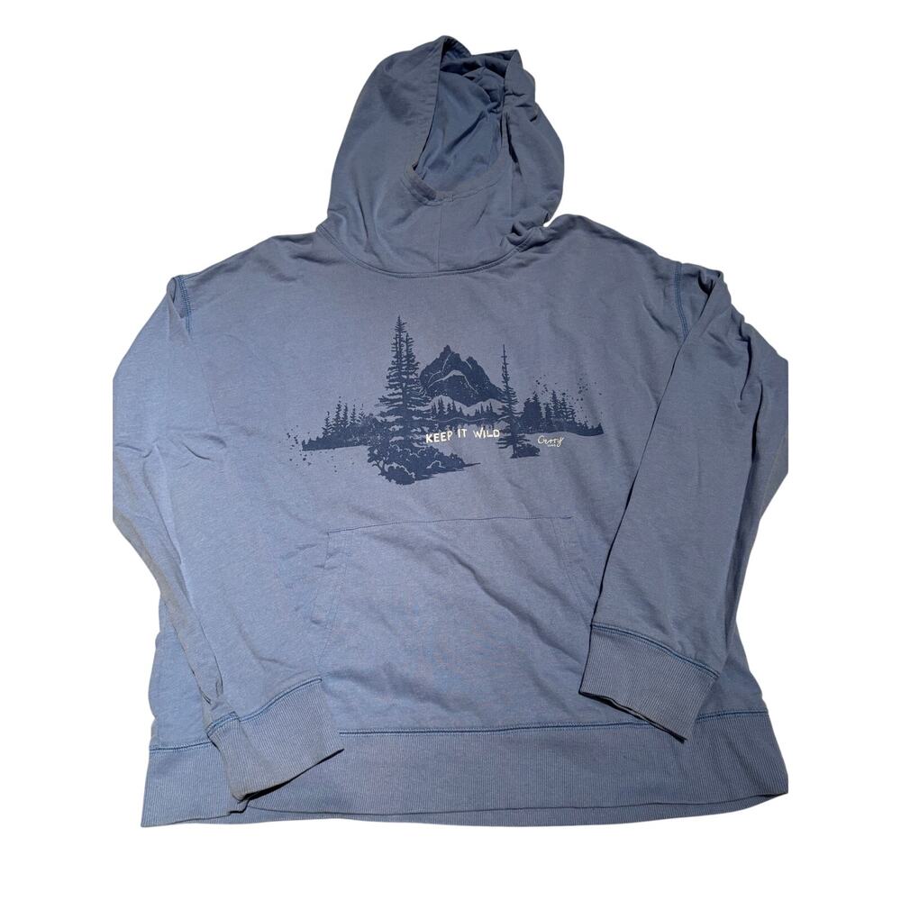 Gerry Keep It Wild Graphic Pullover Hoodie Unisex Medium Blue Gray Outdoor